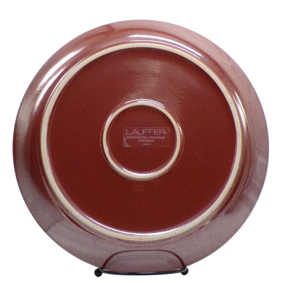 Lauffer (2) Firethorn Burgundy Drip & Speckle Stoneware Coupe Dinner Plates - Picture 4 of 9